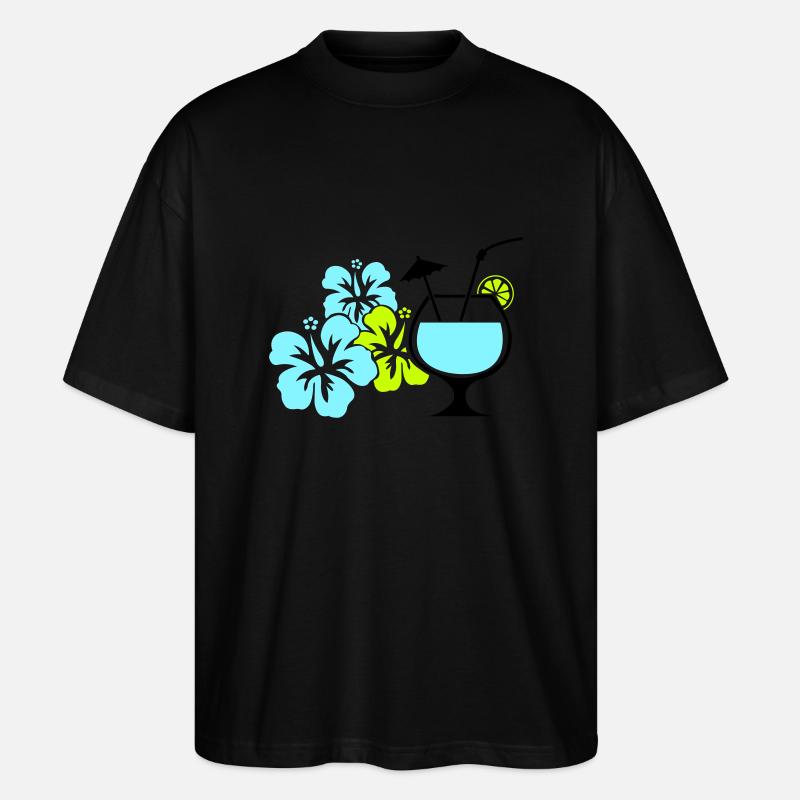 Cocktail Blumen Hawaii - Stanley/Stella Oversized Unisex Bio T-Shirt Blaster 2.0 - Schwarz