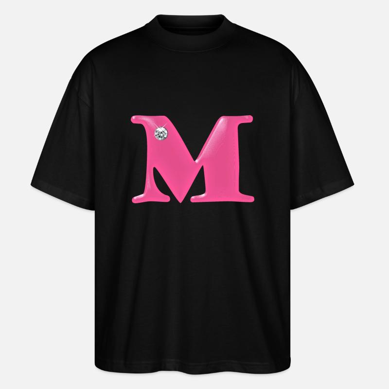 Buchstabe M Strasssteinchen - Stanley/Stella Oversized Unisex Bio T-Shirt Blaster 2.0 - Schwarz