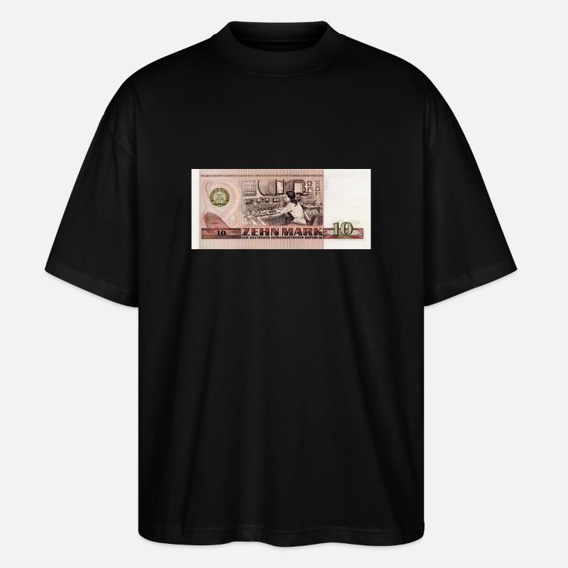 10 Markschein der DDR - Stanley/Stella Oversized Unisex Bio T-Shirt Blaster 2.0 - Schwarz