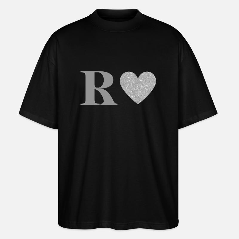 Silberner Herzbuchstabe - Stanley/Stella Oversized Unisex Bio T-Shirt Blaster 2.0 - Schwarz