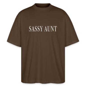 SASSY AUNT - Stanley/Stella Oversized Unisex Organic T-shirt Blaster 2.0 - mocha - Front - Alina (178cm) & Michal (187cm)