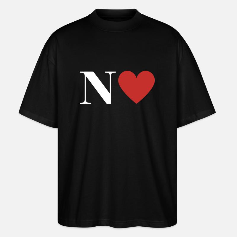 Buchstabe n rotes Herz - Stanley/Stella Oversized Unisex Bio T-Shirt Blaster 2.0 - Schwarz