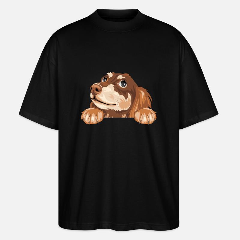 Träumender spähender Dackel - Stanley/Stella Oversized Unisex Bio T-Shirt Blaster 2.0 - Schwarz