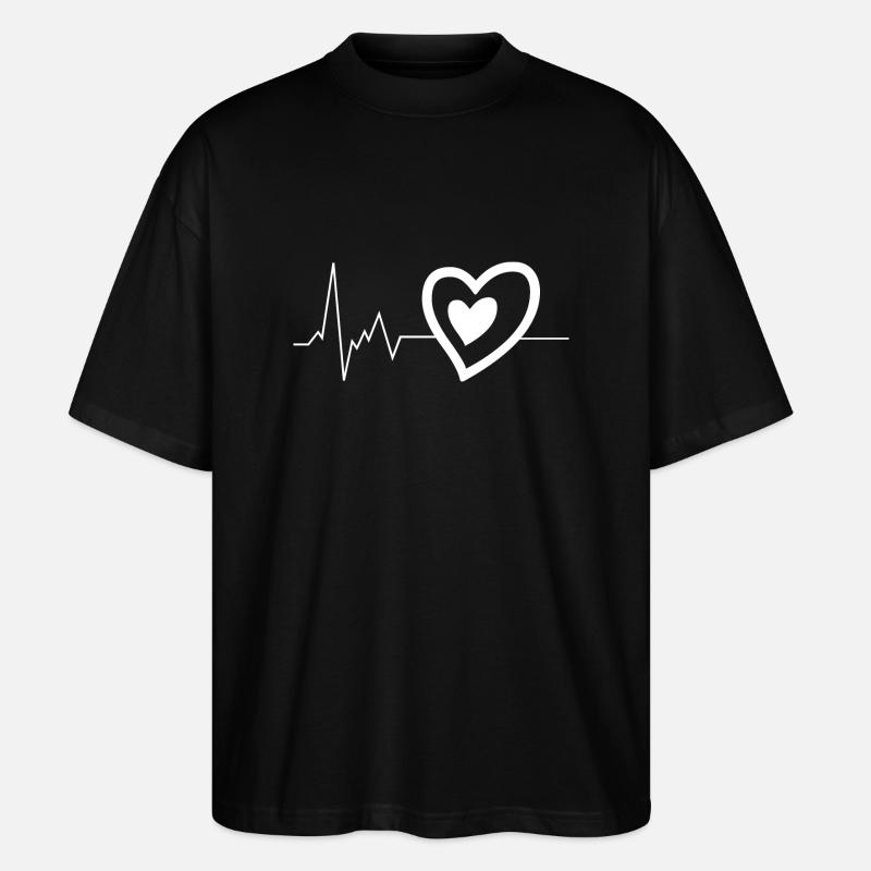 herzschlag herz - Stanley/Stella Oversized Unisex Bio T-Shirt Blaster 2.0 - Schwarz