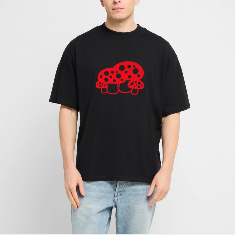 Many Mushrooms Red Dots Pattern Toadstool Fungus Stanley/Stella Oversized Unisex Organic T-shirt Blaster 2.0