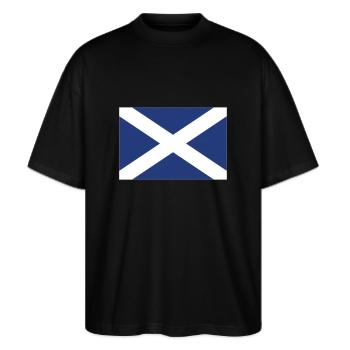 schottland - Stanley/Stella Oversized Unisex Bio T-Shirt Blaster 2.0 - Schwarz - Vorne - Alina (178cm) & Michal (187cm)