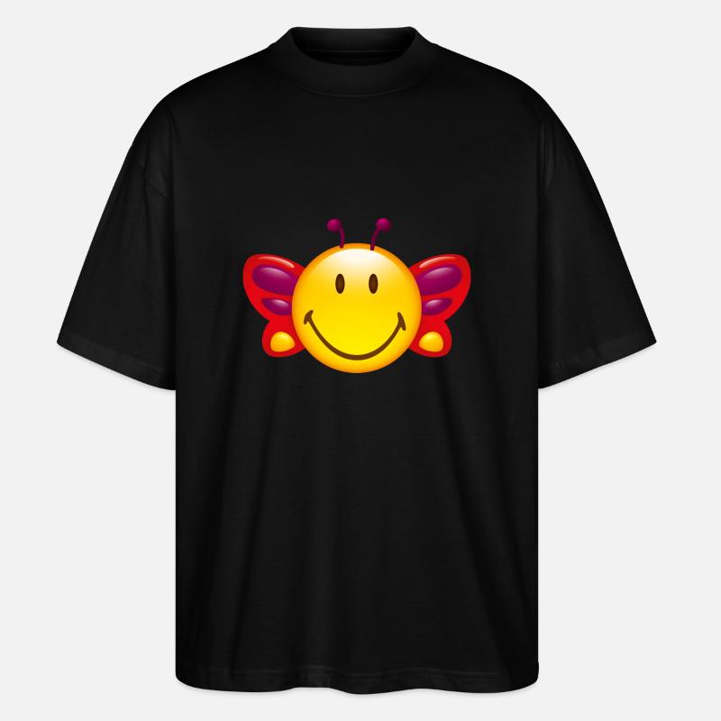 Smiley Butterfly - Stanley/Stella Oversized Unisex Bio T-Shirt Blaster 2.0 - Schwarz