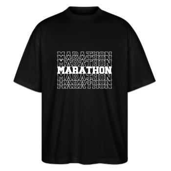 Marathon - Stanley/Stella Oversized Unisex Bio T-Shirt Blaster 2.0 - Schwarz - Vorne - Alina (178cm) & Michal (187cm)