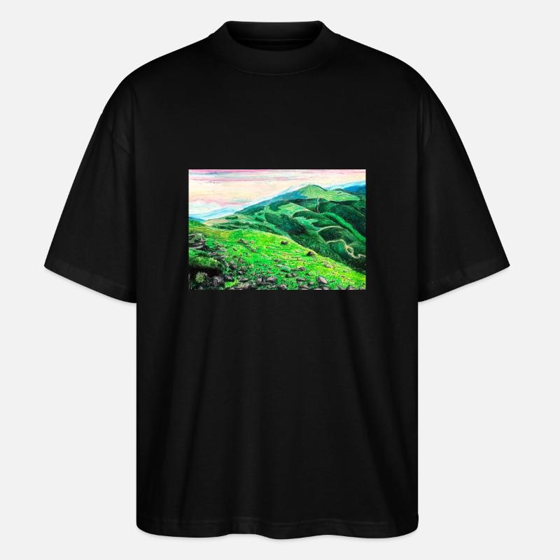 Bieszczady-Gebirge - Handgemachtes Bild - Stanley/Stella Oversized Unisex Bio T-Shirt Blaster 2.0 - Schwarz