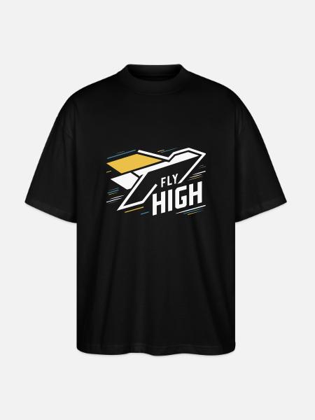 AIRPLANES, FLY HIGH - Stanley/Stella Oversized Unisex Organic T-shirt Blaster 2.0 - black