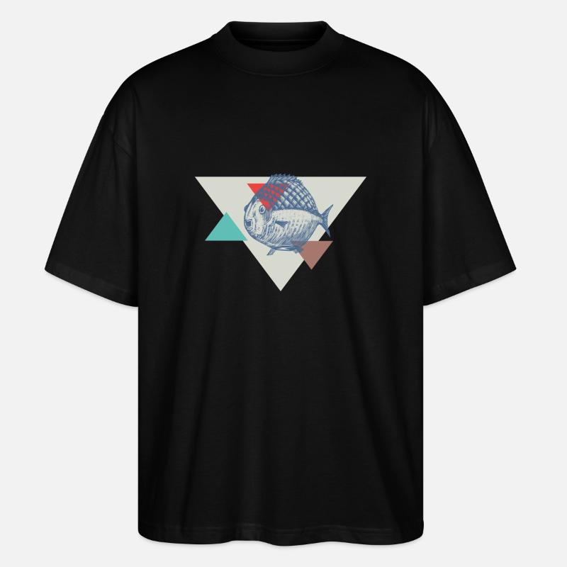 Fisch Dreieck Design - Stanley/Stella Oversized Unisex Bio T-Shirt Blaster 2.0 - Schwarz