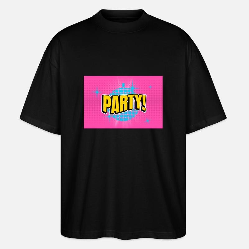 Party Disco Comic Style Bubbla Graffiti Bokstäver - Ekologisk Oversized T-shirt Unisex Stanley/Stella Blaster 2.0 - svart