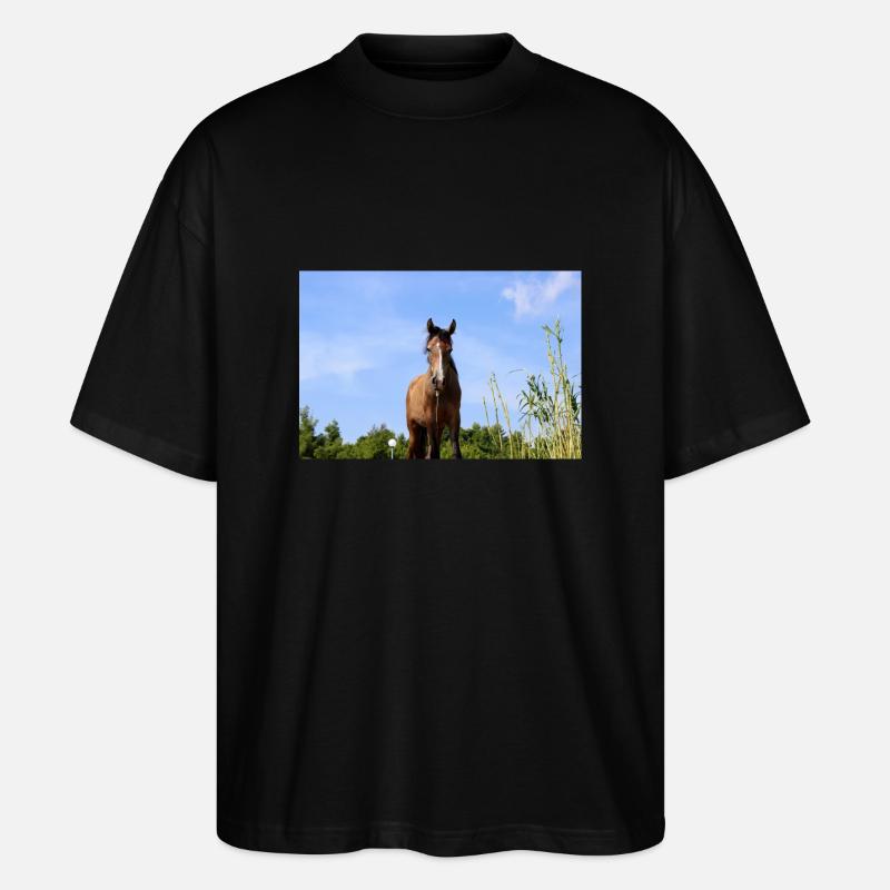 Pferd - Stanley/Stella Oversized Unisex Bio T-Shirt Blaster 2.0 - Schwarz