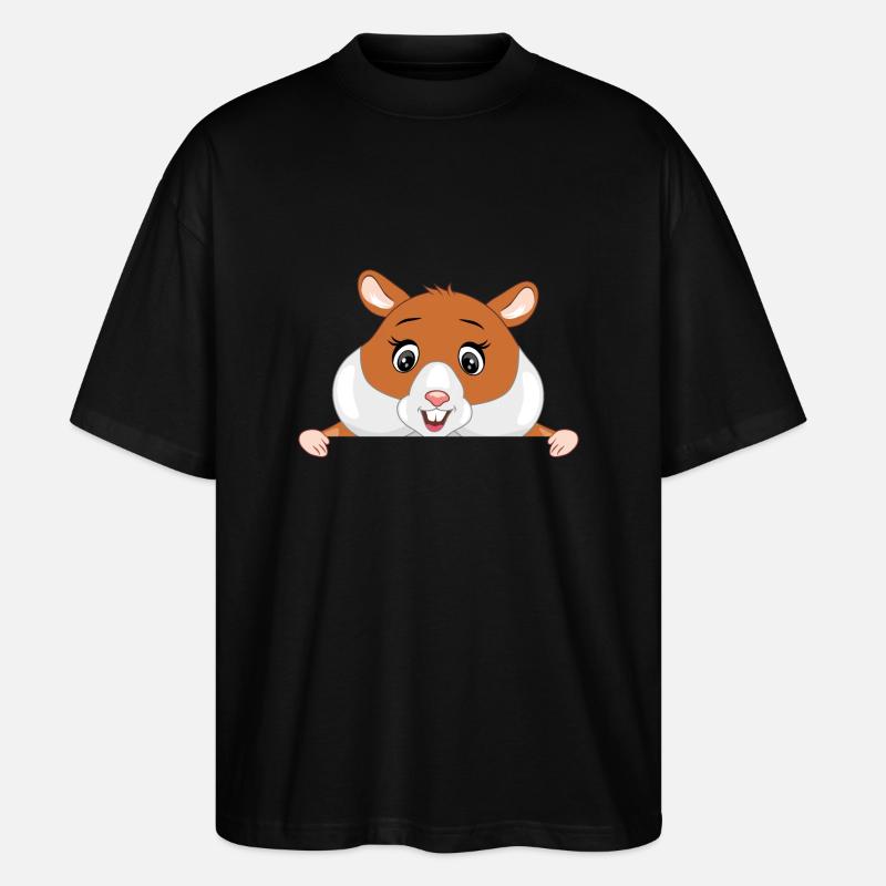 Glücklicher spähender Hamster - Stanley/Stella Oversized Unisex Bio T-Shirt Blaster 2.0 - Schwarz