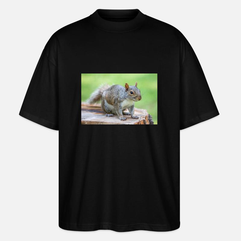Grey squirrel Grauhörnchen Sciurus carolinensis - Stanley/Stella Oversized Unisex Organic T-shirt Blaster 2.0 - black