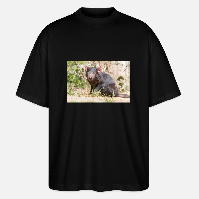 Tasmanian Devil (in german Beutelteufel) - Stanley/Stella Oversized Unisex Organic T-shirt Blaster 2.0 - black