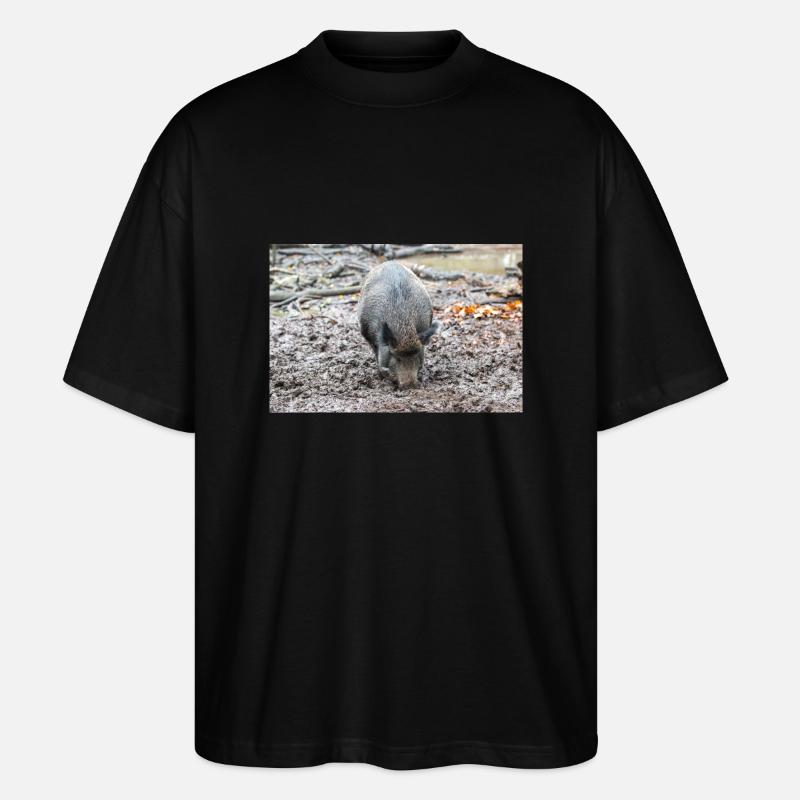 Wildschwein Sus scrofa - Stanley/Stella Oversized Unisex Bio T-Shirt Blaster 2.0 - Schwarz