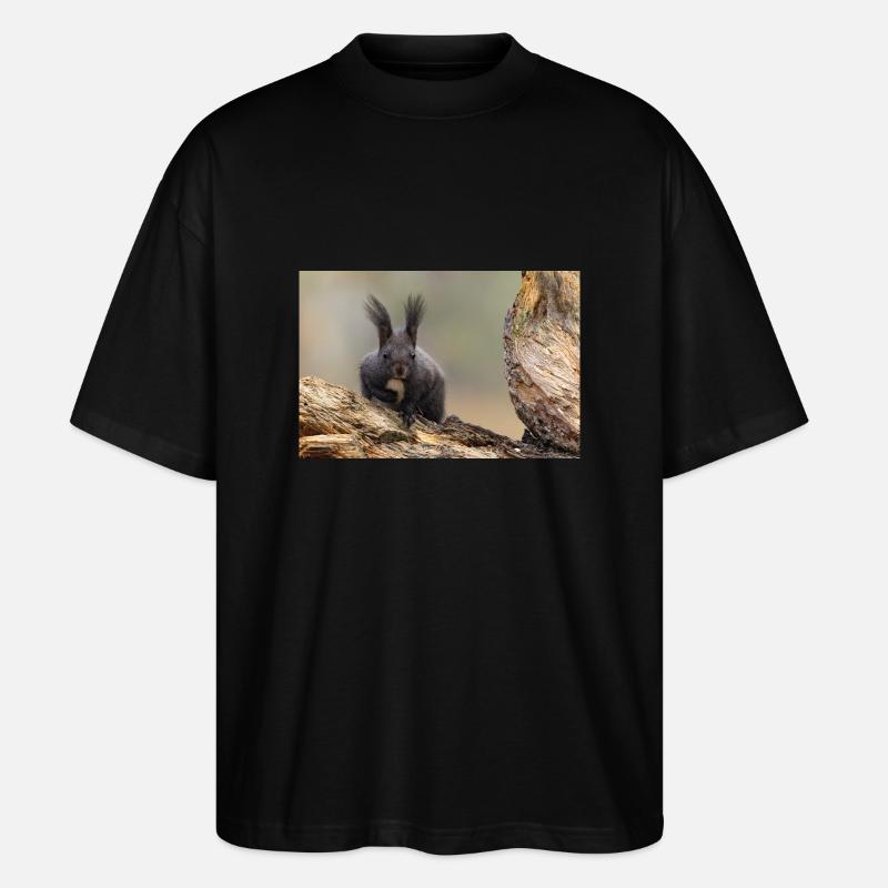 Oachkatzl / Eichhörnchen - Stanley/Stella Oversized Unisex Bio T-Shirt Blaster 2.0 - Schwarz