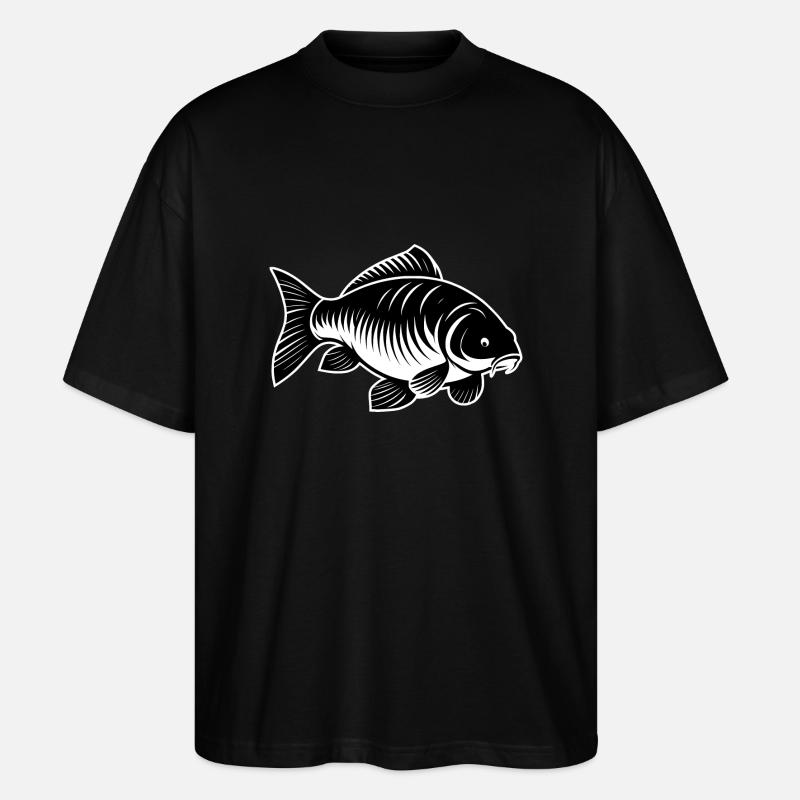 Karpfen schwarz-weiß - Stanley/Stella Oversized Unisex Bio T-Shirt Blaster 2.0 - Schwarz