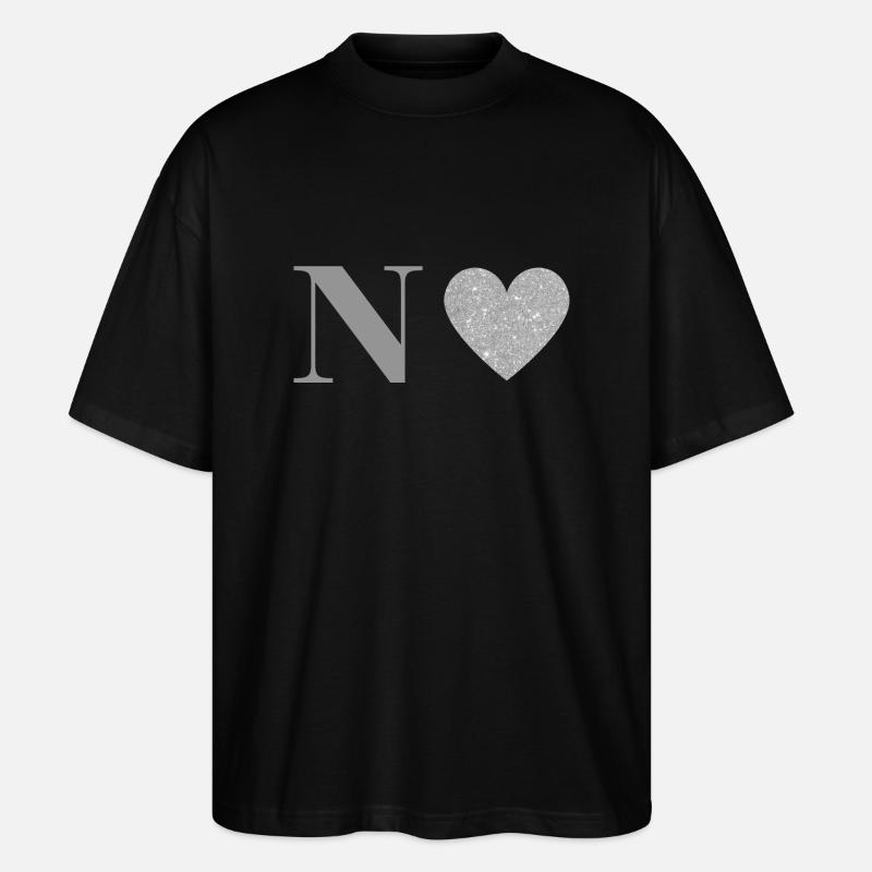 Silver Letter n Heart - Stanley/Stella Oversized Unisex Organic T-shirt Blaster 2.0 - black