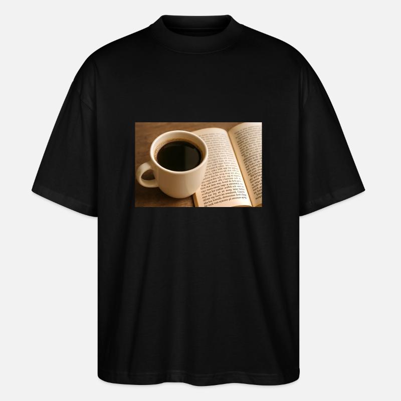 Buch und Kaffee - Stanley/Stella Oversized Unisex Bio T-Shirt Blaster 2.0 - Schwarz