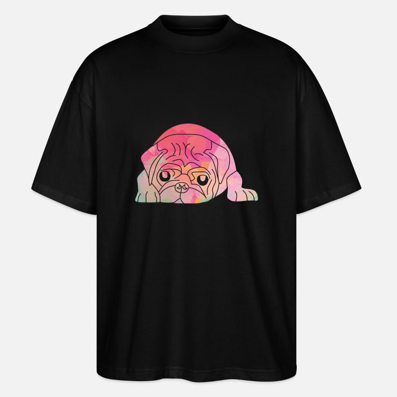 Pug Face - Le compagnon mignon - T-shirt bio Blaster 2.0 coupe oversize Stanley/Stella Unisexe - noir