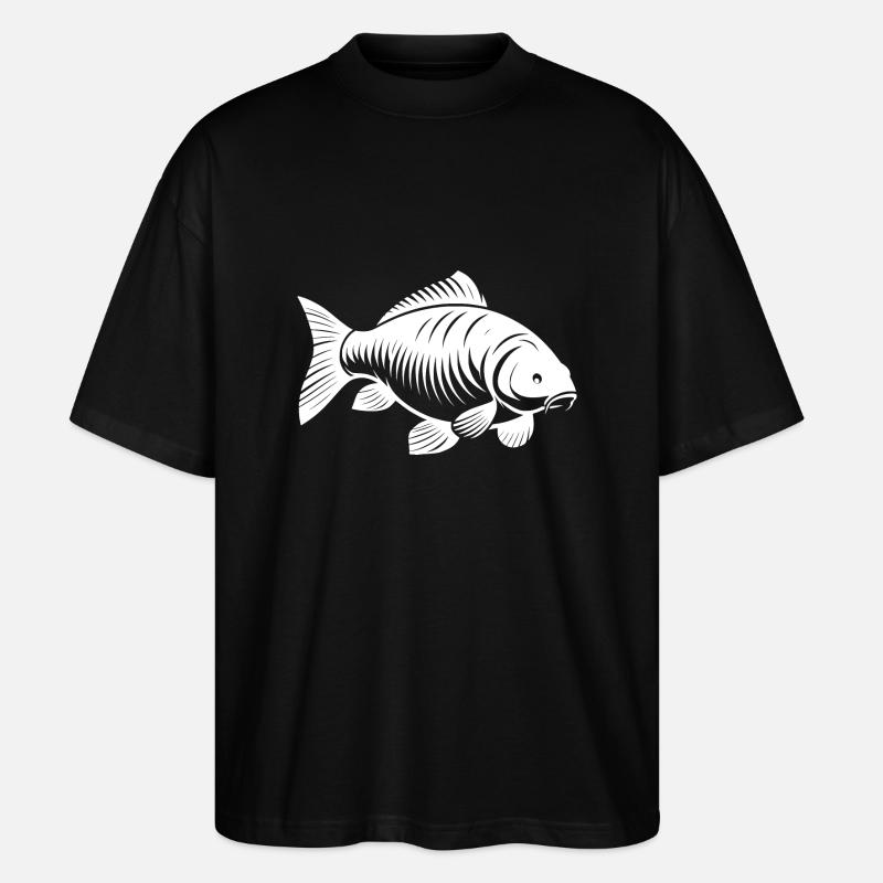 Karpfen transparent weiß - Stanley/Stella Oversized Unisex Bio T-Shirt Blaster 2.0 - Schwarz