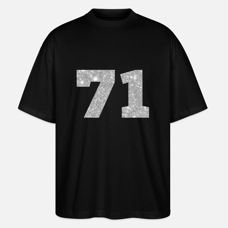 71 Silver Glitter - 71st Birthday - Stanley/Stella Oversized Unisex Organic T-shirt Blaster 2.0 - black