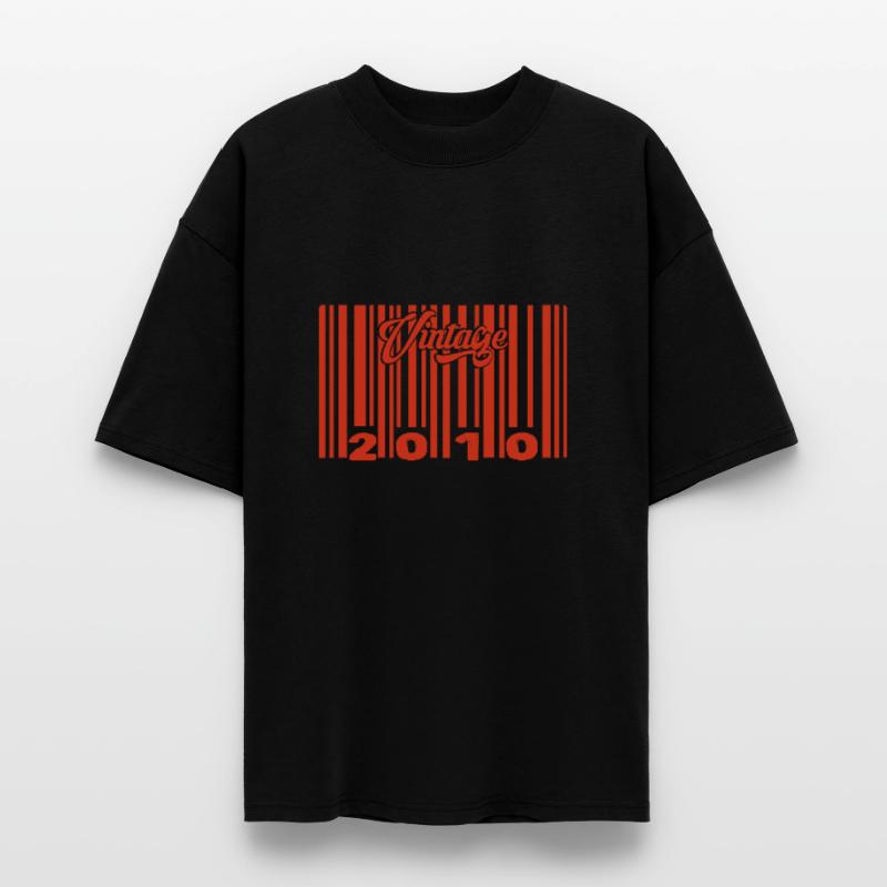 Vintage 2010 Born In 2010 15 Year Old Bar Code Anniversai Stanley/Stella Oversized Unisex Organic T-shirt Blaster 2.0
