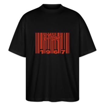 Vintage 1967 Born In 1967 58 Year Old Bar Code Anniversai - Stanley/Stella Oversized Unisex Organic T-shirt Blaster 2.0 - black - Front - Alina (178cm) & Michal (187cm)