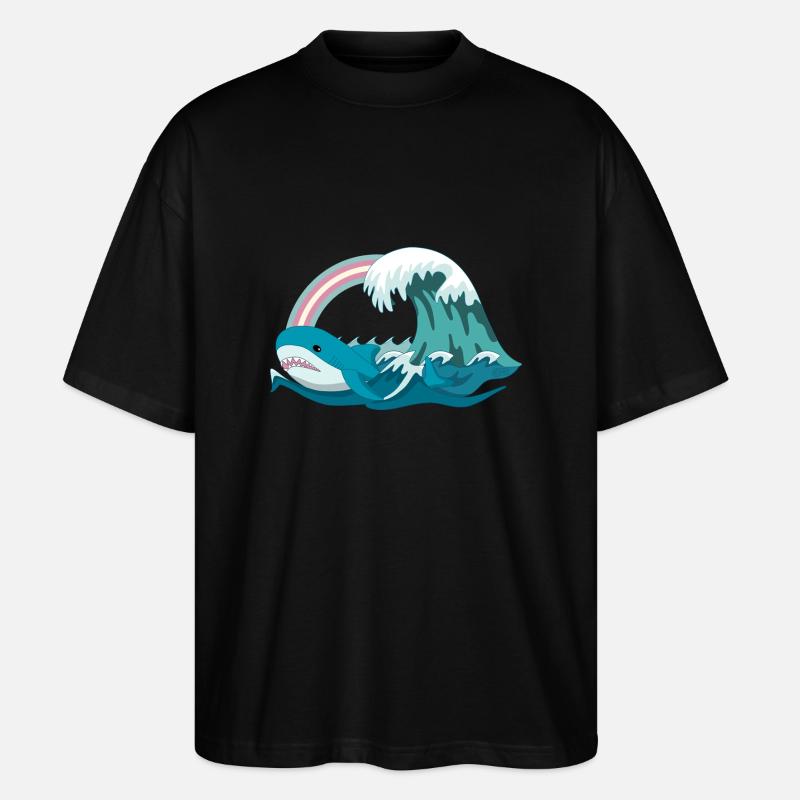 Pride Blahaj Pastell Regenbogen - Stanley/Stella Oversized Unisex Bio T-Shirt Blaster 2.0 - Schwarz