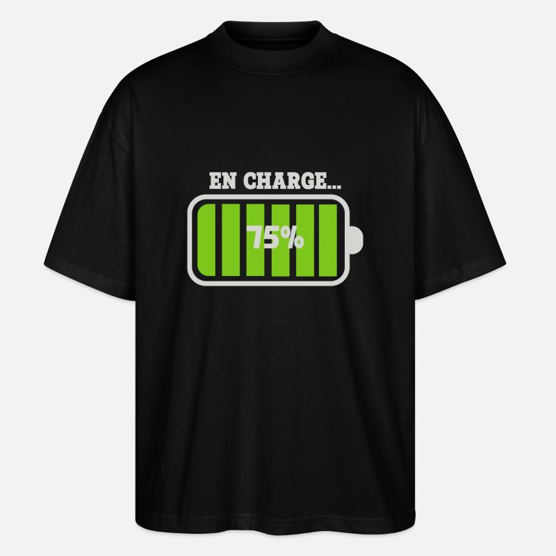 Akku bei 75 % Ladung - Stanley/Stella Oversized Unisex Bio T-Shirt Blaster 2.0 - Schwarz
