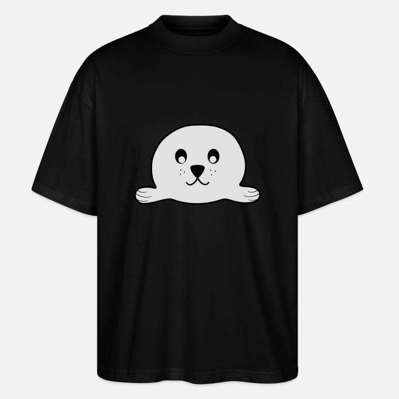 Kleine Robbe - Stanley/Stella Oversized Unisex Bio T-Shirt Blaster 2.0 - Schwarz