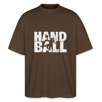 sport de handball - T-shirt bio Blaster 2.0 coupe oversize Stanley/Stella Unisexe - marron foncé - Devant - Alina (178cm) & Michal (187cm)