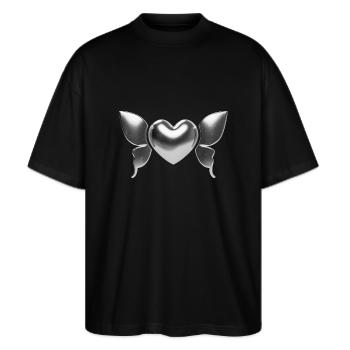 Iron Heart Y2K Ästhetik - Stanley/Stella Oversized Unisex Bio T-Shirt Blaster 2.0 - Schwarz - Vorne - Alina (178cm) & Michal (187cm)