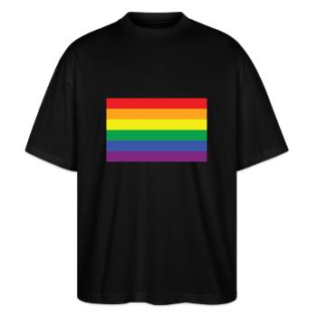 Regenbogen - Stanley/Stella Oversized Unisex Bio T-Shirt Blaster 2.0 - Schwarz - Vorne - Alina (178cm) & Michal (187cm)