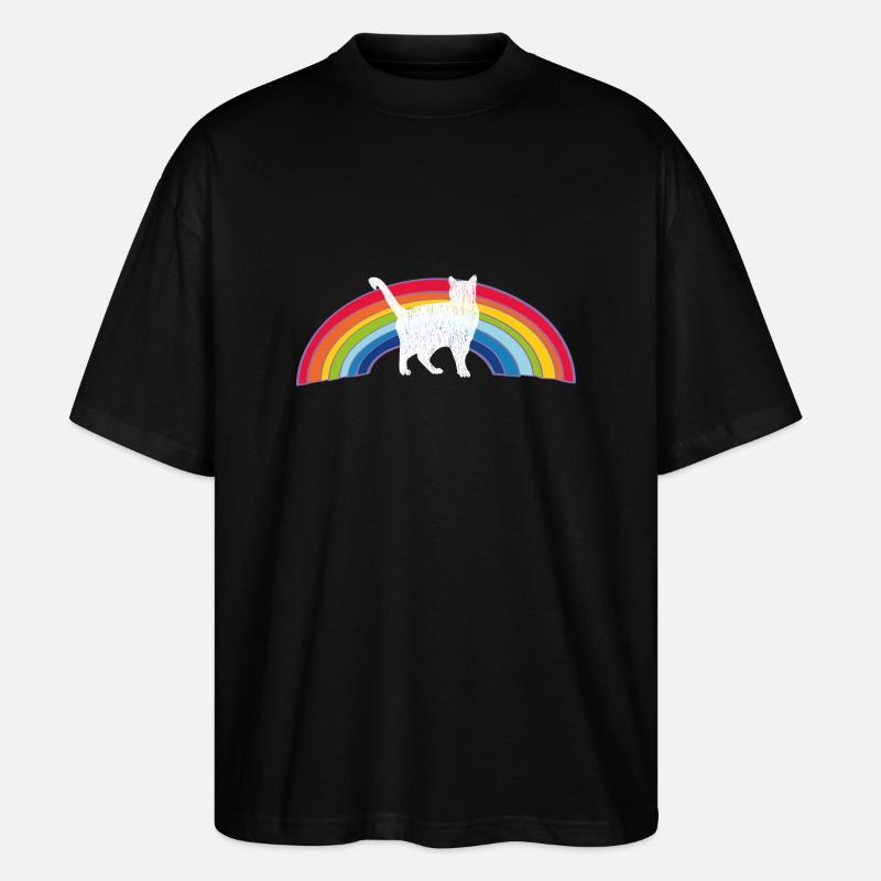 rainbow cat - Stanley/Stella Oversized Unisex Organic T-shirt Blaster 2.0 - black