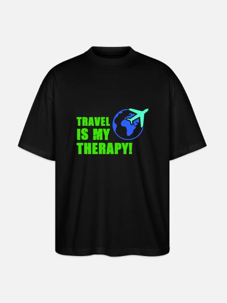 travel is my therapy - Stanley/Stella Oversized Unisex Bio T-Shirt Blaster 2.0 - Schwarz