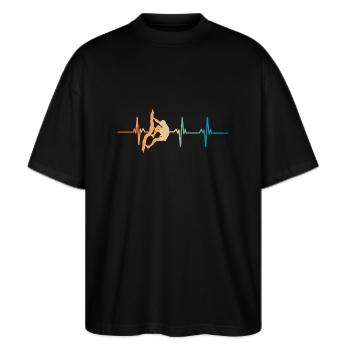 Battement de cœur escalade - T-shirt bio Blaster 2.0 coupe oversize Stanley/Stella Unisexe - noir - Devant - Alina (178cm) & Michal (187cm)