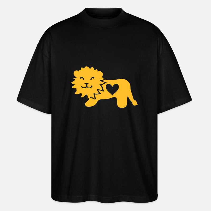 Löwe mit Herz - Stanley/Stella Oversized Unisex Bio T-Shirt Blaster 2.0 - Schwarz