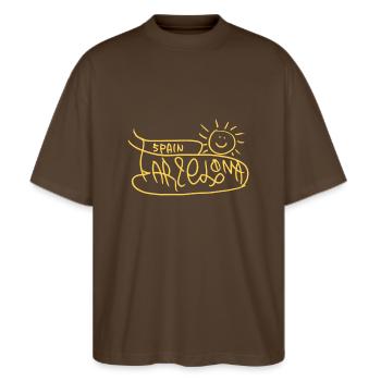 Chapeau seau Barcelone - T-shirt bio Blaster 2.0 coupe oversize Stanley/Stella Unisexe - marron foncé - Devant - Alina (178cm) & Michal (187cm)