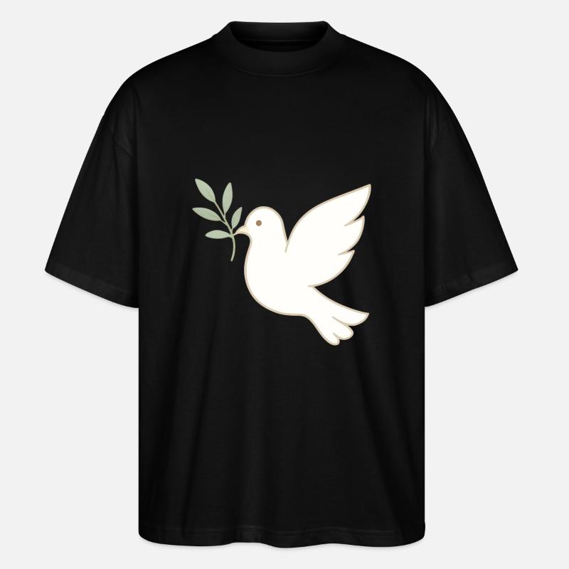 Friedenstaube mit Olivenzweig - Stanley/Stella Oversized Unisex Bio T-Shirt Blaster 2.0 - Schwarz