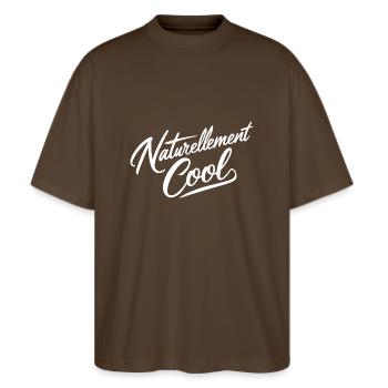 Naturellement cool - T-shirt bio Blaster 2.0 coupe oversize Stanley/Stella Unisexe - marron foncé - Devant - Alina (178cm) & Michal (187cm)