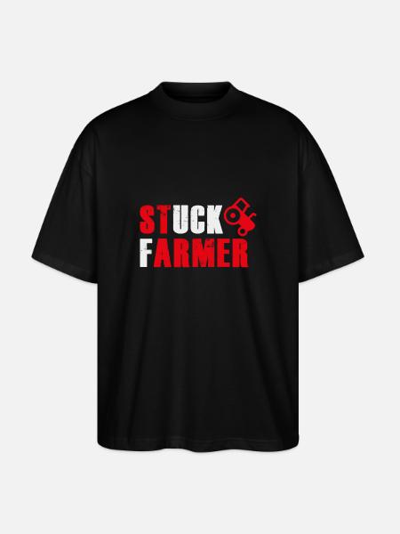 STUCK FARMER RED GREY - Stanley/Stella Oversized Unisex Organic T-shirt Blaster 2.0 - black