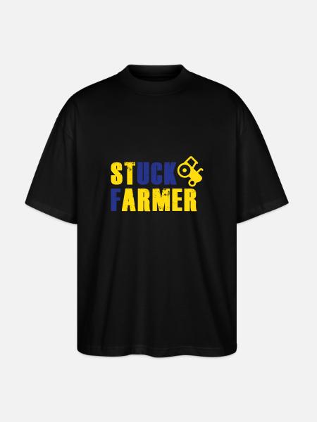 STUCK FARMER YELLOW BLUE - Stanley/Stella Oversized Unisex Organic T-shirt Blaster 2.0 - black