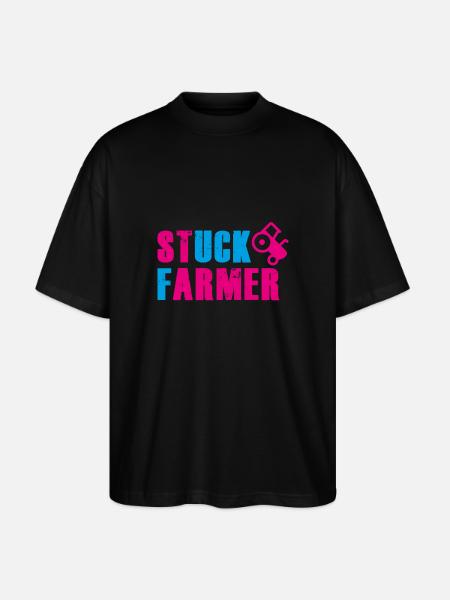 STUCK FARMER PINK BLUE - Stanley/Stella Oversized Unisex Organic T-shirt Blaster 2.0 - black
