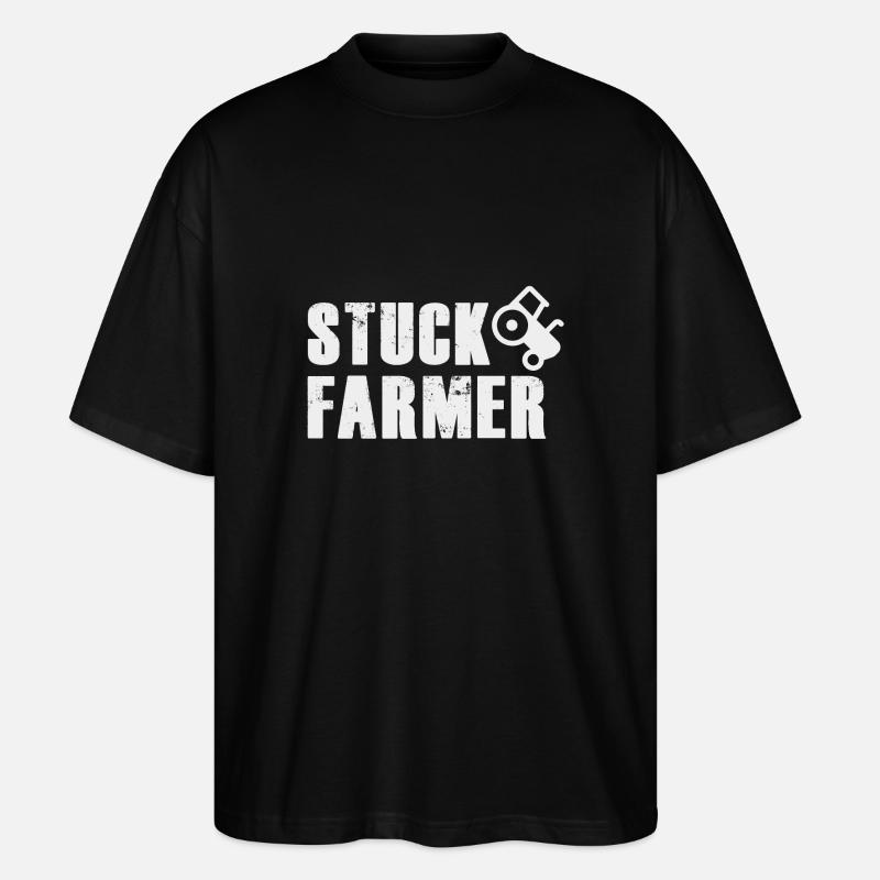 STUCK FARMER LIGHT GREY - Stanley/Stella Oversized Unisex Organic T-shirt Blaster 2.0 - black