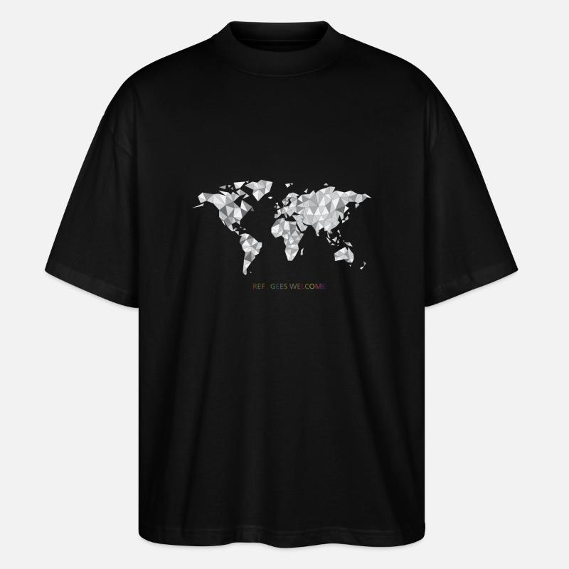 refugees welcome - Stanley/Stella Oversized Unisex Bio T-Shirt Blaster 2.0 - Schwarz