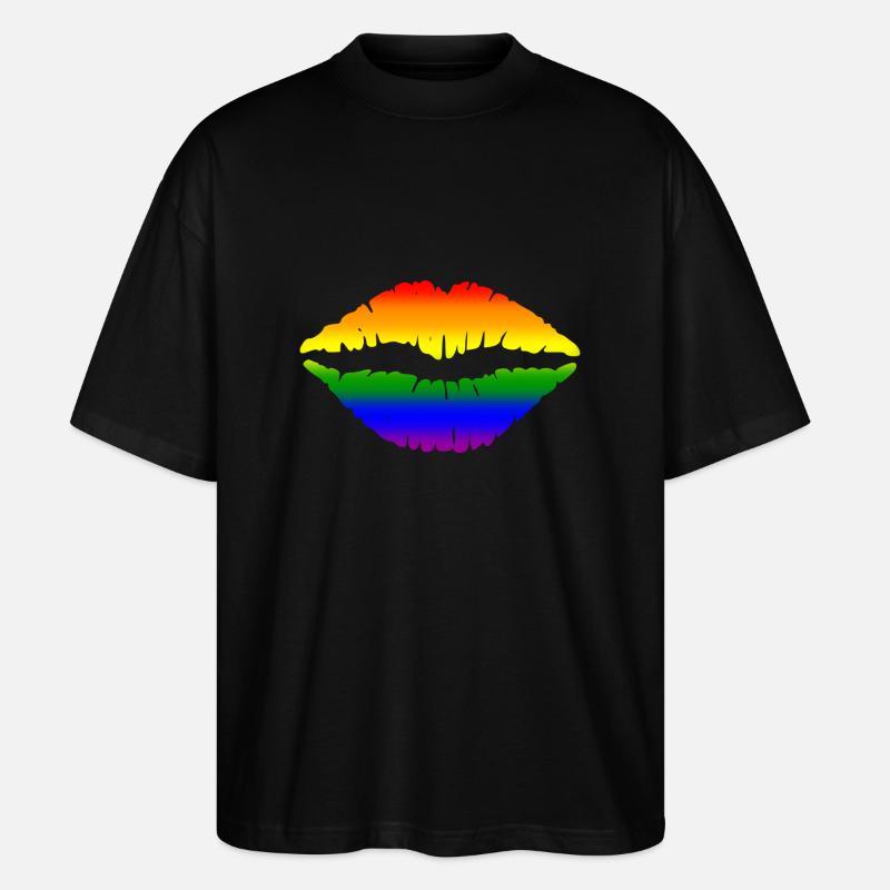Regenbogen-Lippen - Stanley/Stella Oversized Unisex Bio T-Shirt Blaster 2.0 - Schwarz