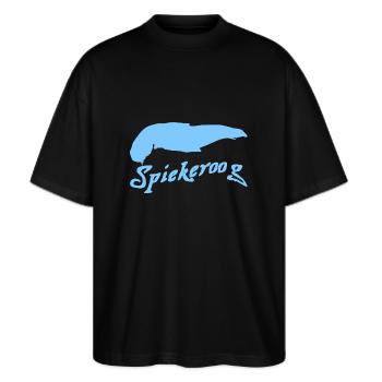 Spiekeroog Tattoo - Stanley/Stella Oversized Unisex Bio T-Shirt Blaster 2.0 - Schwarz - Vorne - Alina (178cm) & Michal (187cm)
